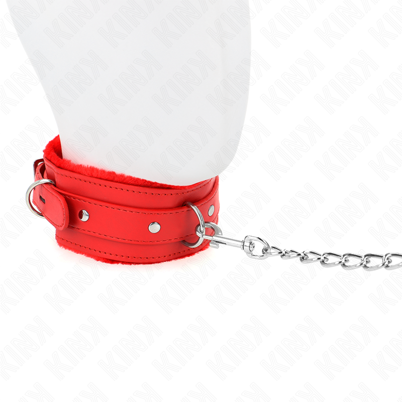 KINK - COLLARE CON GUINZAGLIO 65 CM CON RESTRIZIONI ROSSO 36-42 CM X 5,5 CM - KINK COLLAR & GAG | Lingerie Harness Boutique