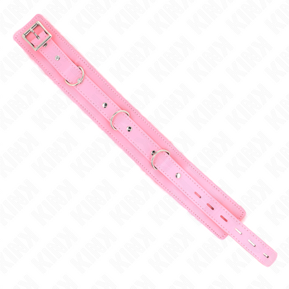 KINK - COLLARE CON GUINZAGLIO 65 CM CON RESTRIZIONI ROSA 36-42 CM X 5,5 CM - KINK COLLAR & GAG | Lingerie Harness Boutique