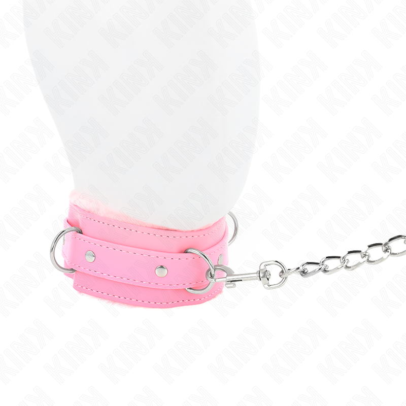 KINK - COLLARE CON GUINZAGLIO 65 CM CON RESTRIZIONI ROSA 36-42 CM X 5,5 CM - KINK COLLAR & GAG | Lingerie Harness Boutique