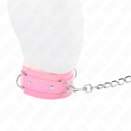 KINK - COLLARE CON GUINZAGLIO 65 CM CON RESTRIZIONI ROSA 36-42 CM X 5,5 CM - KINK COLLAR & GAG | Lingerie Harness Boutique