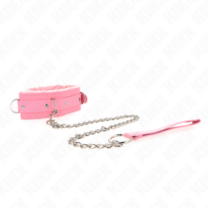 KINK - COLLAR WITH LEASH 65 CM WITH RESTRICTIONS PINK 36-42 CM X 5.5 CM