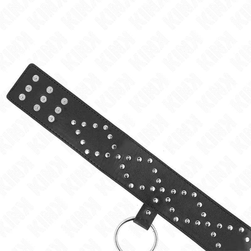 KINK - COLLANA 65 CM CON GUINZAGLIO CON BORCHIE ARGENTO MODELLO 3 REGOLABILE 36-43 CM X 5 CM - KINK COLLAR & GAG | Lingerie Harness Boutique
