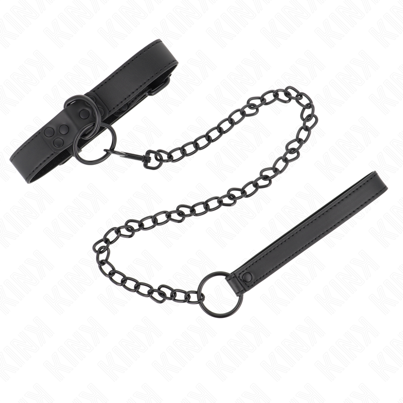 KINK - COLLARE CON GUINZAGLIO SCURO 65 CM REGOLABILE 37-54 CM X 3 CM - KINK COLLAR & GAG | Lingerie Harness Boutique