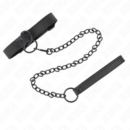 KINK - COLLARE CON GUINZAGLIO SCURO 65 CM REGOLABILE 37-54 CM X 3 CM - KINK COLLAR & GAG | Lingerie Harness Boutique
