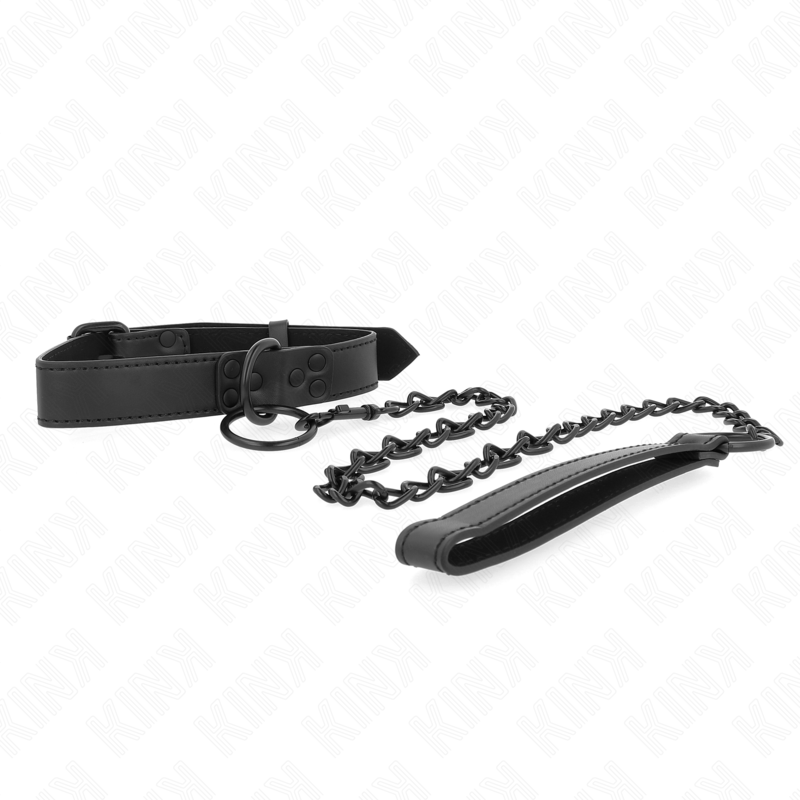 KINK - COLLARE CON GUINZAGLIO SCURO 65 CM REGOLABILE 37-54 CM X 3 CM - KINK COLLAR & GAG | Lingerie Harness Boutique