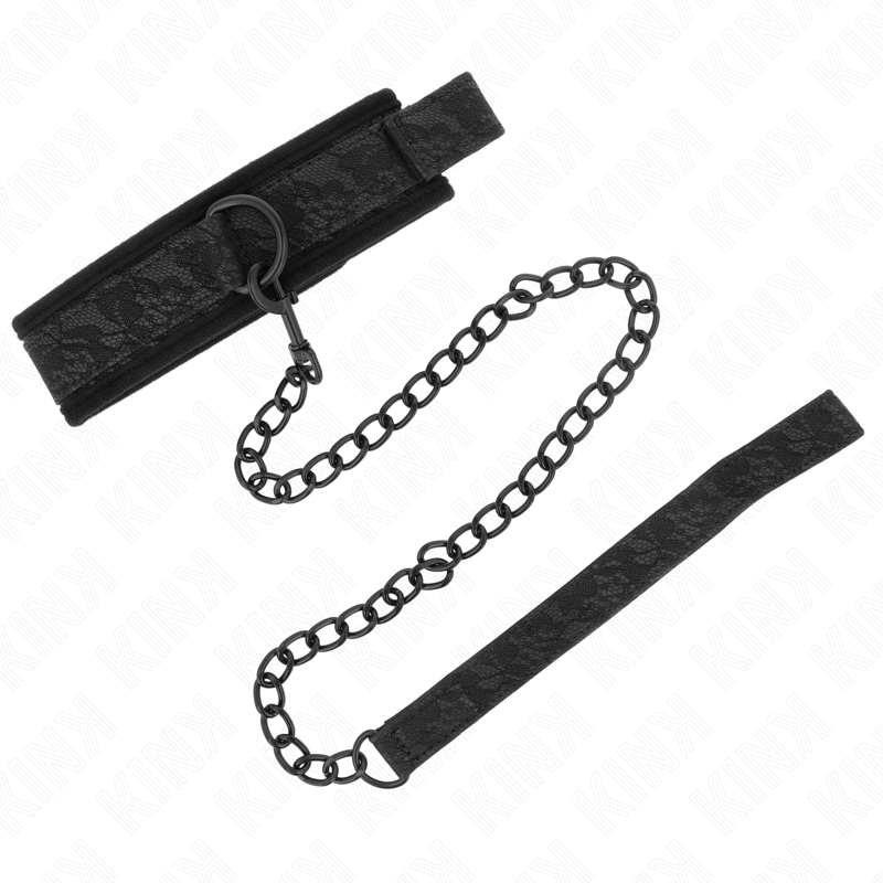 KINK - COLLARE MODELLO BASE CON GUINZAGLIO 77 CM MODELLO 5 REGOLABILE 34-54 CM X 5 CM - KINK COLLAR & GAG | Lingerie Harness Boutique