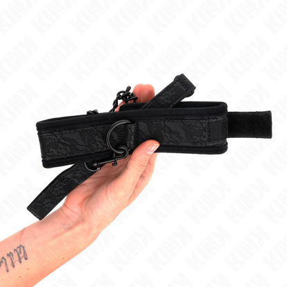 KINK - COLLARE MODELLO BASE CON GUINZAGLIO 77 CM MODELLO 5 REGOLABILE 34-54 CM X 5 CM - KINK COLLAR & GAG | Lingerie Harness Boutique