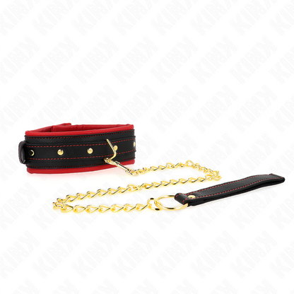 KINK - COLLARE CON GUINZAGLIO IN TESSUTO TINTO REGOLABILE 33-48 CM X 5,7 CM - KINK COLLAR & GAG | Lingerie Harness Boutique