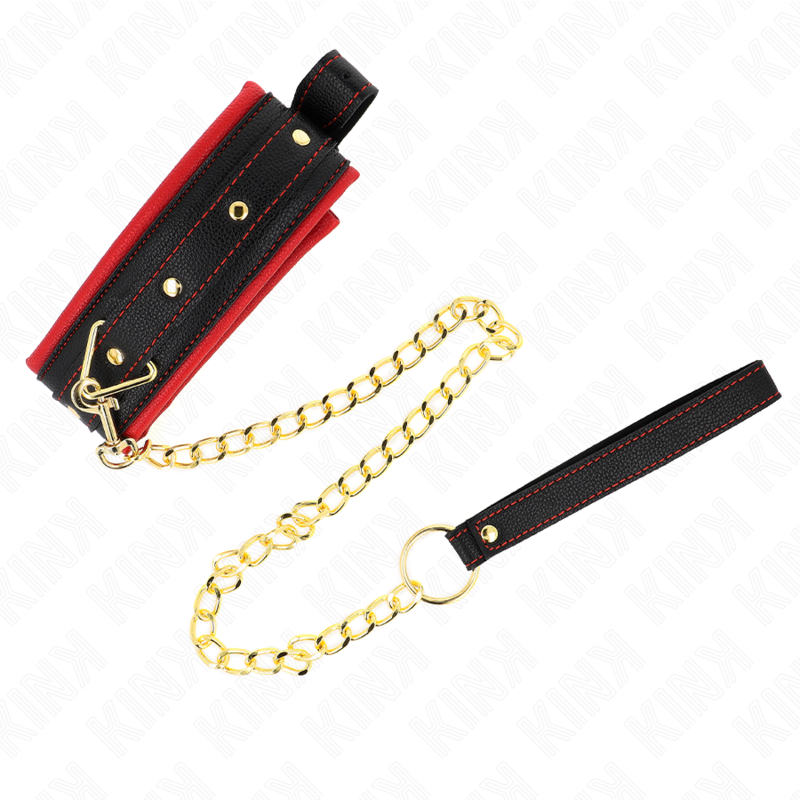 KINK - COLLARE CON GUINZAGLIO IN TESSUTO TINTO REGOLABILE 33-48 CM X 5,7 CM - KINK COLLAR & GAG | Lingerie Harness Boutique
