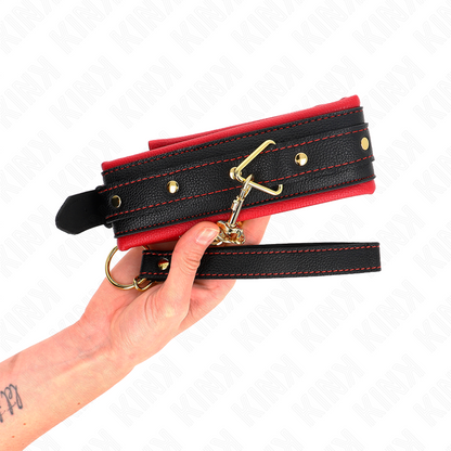 KINK - COLLARE CON GUINZAGLIO IN TESSUTO TINTO REGOLABILE 33-48 CM X 5,7 CM - KINK COLLAR & GAG | Lingerie Harness Boutique