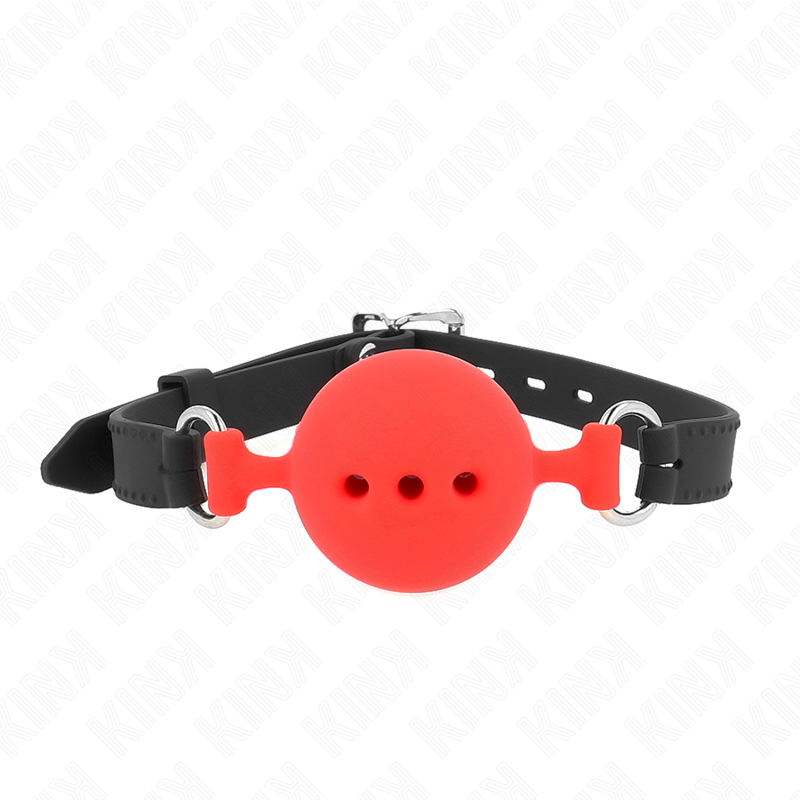 KINK - BAVAGLIO IN SILICONE INTERO 55 x 2 CM CON SFERA DA 5 CM MISURA L ROSSO REGOLABILE 35-51 CM - KINK COLLAR & GAG | Lingerie Harness Boutique