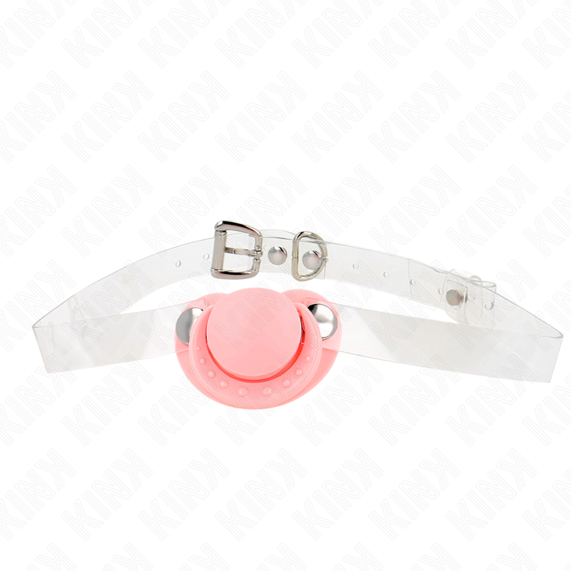 KINK - BAVAGLIO A FORMA DI CIUCCIO ROSA 5.5 x 4 CM REGOLABILE 43-60 CM - KINK COLLAR & GAG | Lingerie Harness Boutique