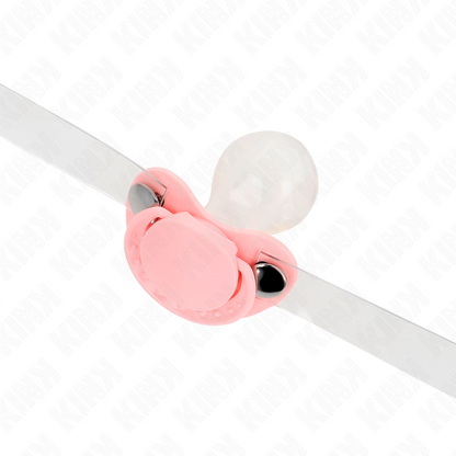 KINK - BAVAGLIO A FORMA DI CIUCCIO ROSA 5.5 x 4 CM REGOLABILE 43-60 CM - KINK COLLAR & GAG | Lingerie Harness Boutique
