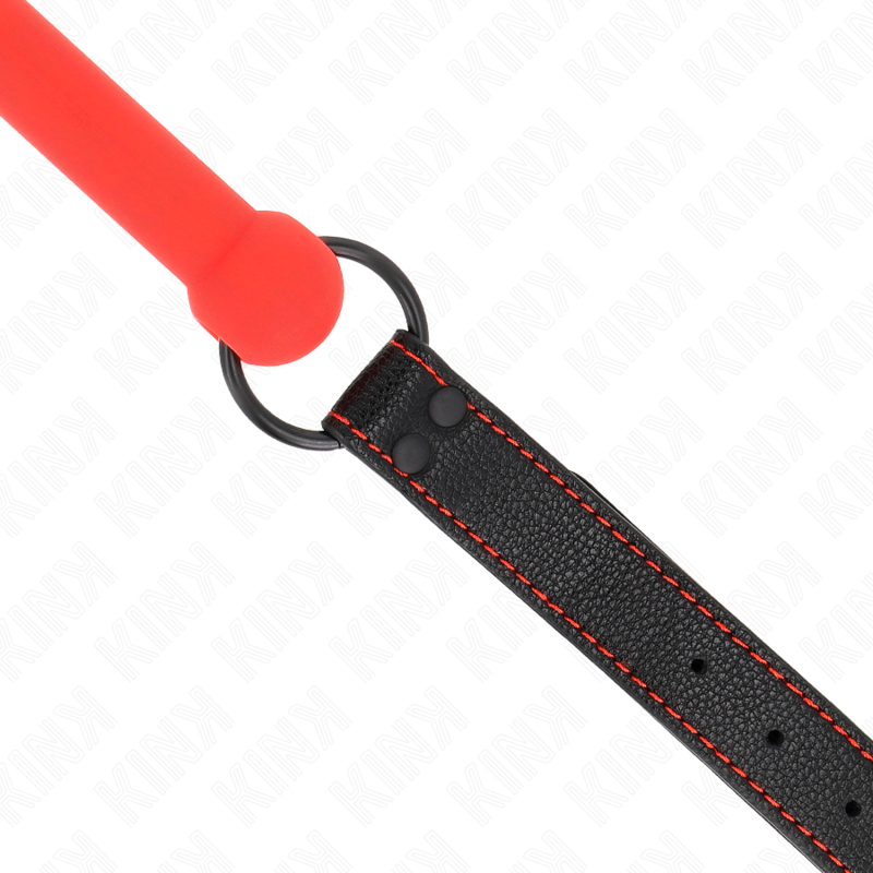 KINK - BONE GAG CON CINTURINO IN SIMILPELLE ROSSO REGOLABILE 41-57 CM - KINK COLLAR & GAG | Lingerie Harness Boutique