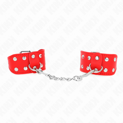 KINK - BRACCIALI CON DOPPIA LINEA DI BORCHIE REGOLABILI ROSSO - KINK COLLAR & GAG | Lingerie Harness Boutique