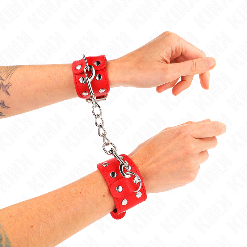 KINK - ADJUSTABLE DOUBLE LINE STUDDED BRACELETS RED