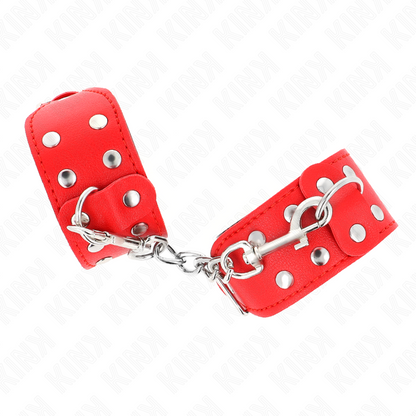 KINK - BRACCIALI CON DOPPIA LINEA DI BORCHIE REGOLABILI ROSSO - KINK COLLAR & GAG | Lingerie Harness Boutique