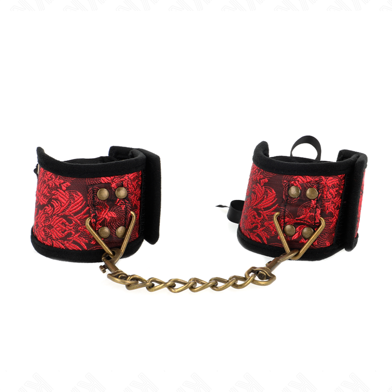 KINK - RESISTENZA DA POLSO SCANDALO DETTAGLI IN PIZZO ROSSO-NERO 24,5 CM X 6,5 CM - KINK COLLAR & GAG | Lingerie Harness Boutique