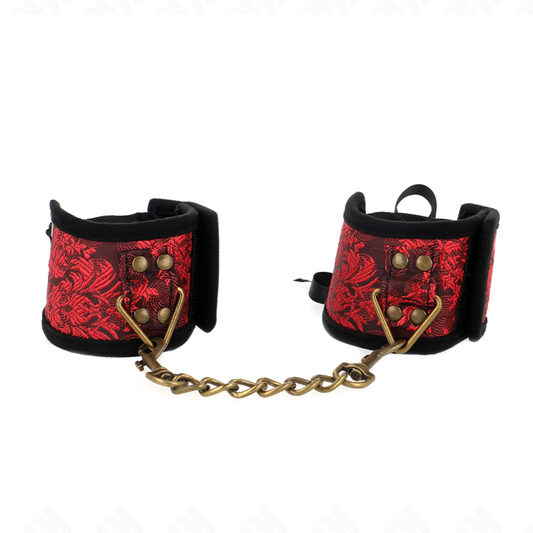 KINK - RESISTENZA DA POLSO SCANDALO DETTAGLI IN PIZZO ROSSO-NERO 24,5 CM X 6,5 CM - KINK COLLAR & GAG | Lingerie Harness Boutique