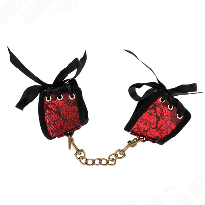 KINK - RESISTENZA DA POLSO SCANDALO DETTAGLI IN PIZZO ROSSO-NERO 24,5 CM X 6,5 CM - KINK COLLAR & GAG | Lingerie Harness Boutique