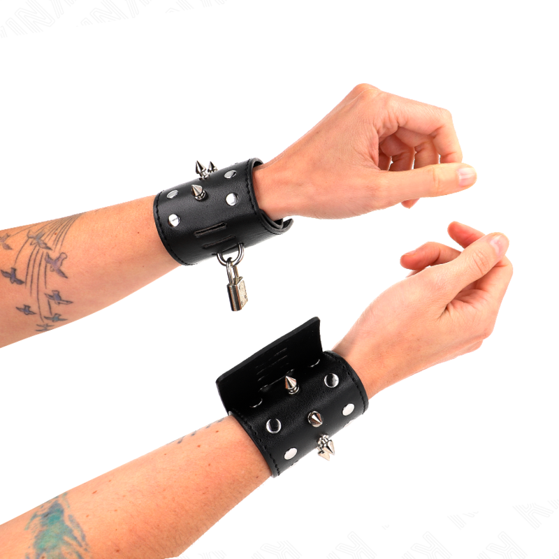 KINK - RESISTENZA DA POLSO PUNK CON PUNTE 25 X 6 CM - KINK COLLAR & GAG | Lingerie Harness Boutique