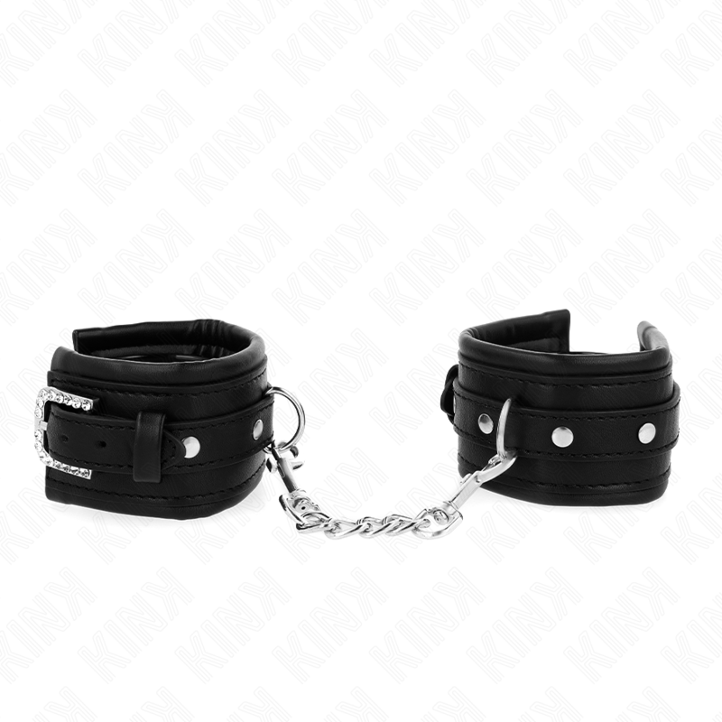 KINK - POGGIPOLSO CON FIBBIA STRASS NERO REGOLABILE 25-32 CM X 5,5 CM - KINK COLLAR & GAG | Lingerie Harness Boutique