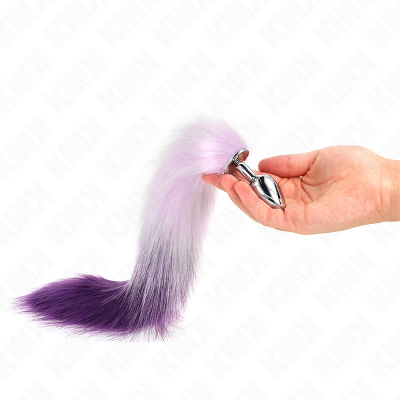 KINK - PLUG ANALE TAGLIA S 7 X 3 CM CON CODA SINTETICA 40 CM VIOLA - KINK PLEASURE PLUGS | Lingerie Harness Boutique
