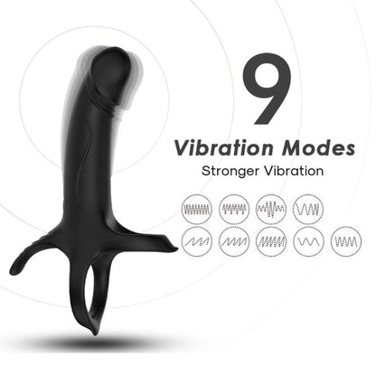 ARMONY - DILDO CON ANELLO E VIBRATORE NERO - ARMONY FOR HIM | Lingerie Harness Boutique