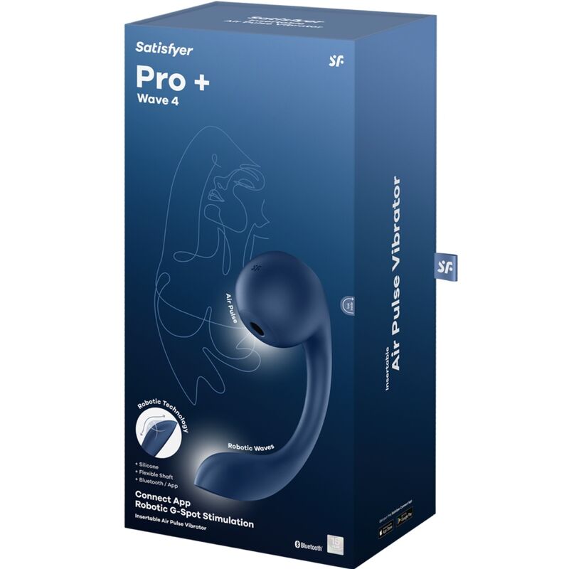 SATISFYER - PRO+ WAVE 4 STIMOLATORE PUNTO G E AIR PULSE APP GRATUITA BLU SCURO - SATISFYER AIR PULSE | Lingerie Harness Boutique