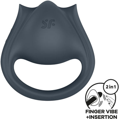 SATISFYER - PERFECT PAIR 2 MULTIVIBRATORE 2 IN 1 ANELLO PER PENE E STIMOLATORE PER DITA GRIGIO - SATISFYER PARTNER | Lingerie Harness Boutique