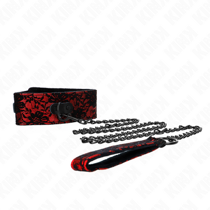KINK - COLLANA IN PIZZO CON CINTURA CON CINTURA IN VERA PELLE 105 CM / 44 X 5,5 CM - KINK COLLAR & GAG | Lingerie Harness Boutique