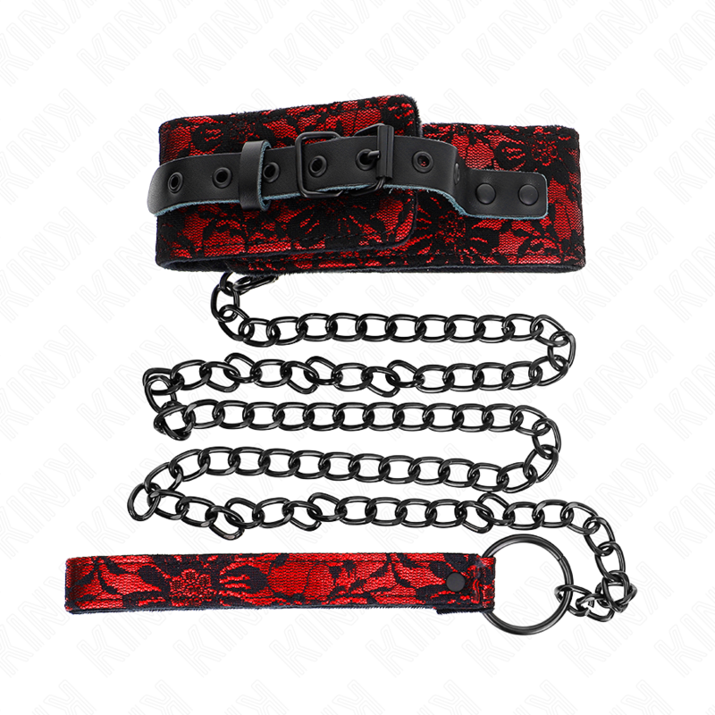 KINK - LACE NECKLACE WITH BELT WITH GENUINE LEATHER BELT 105 CM / 44 X 5.5 CM