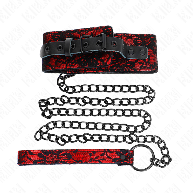 KINK - COLLANA IN PIZZO CON CINTURA CON CINTURA IN VERA PELLE 105 CM / 44 X 5,5 CM - KINK COLLAR & GAG | Lingerie Harness Boutique