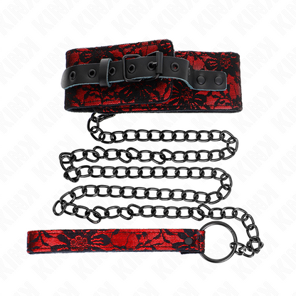 KINK - COLLANA IN PIZZO CON CINTURA CON CINTURA IN VERA PELLE 105 CM / 44 X 5,5 CM - KINK COLLAR & GAG | Lingerie Harness Boutique