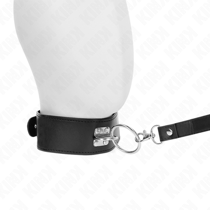 KINK - STUDDED LEASH 116 CM COLLAR WITH FAUX LEATHER STRAP 50 X 5 CM