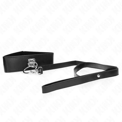 KINK - STUDDED LEASH 116 CM COLLAR WITH FAUX LEATHER STRAP 50 X 5 CM