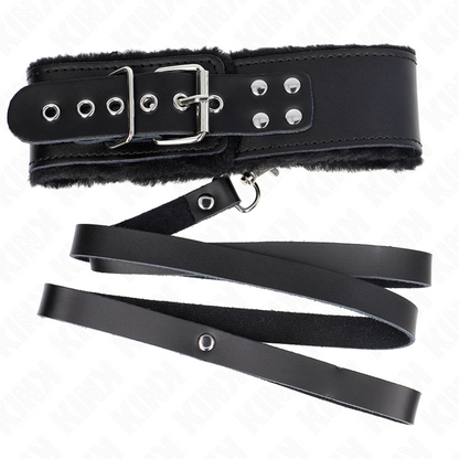 KINK - 116CM BELT NECKLACE WITH ADJUSTABLE BLACK LEATHER STRAP 40-48CM X 6CM