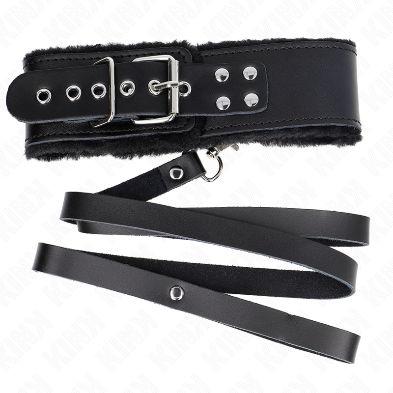 KINK - COLLANA CON CINTURA 116 CM CON CINTURINO IN PELLE NERA REGOLABILE 40-48 CM X 6 CM - KINK COLLAR & GAG | Lingerie Harness Boutique