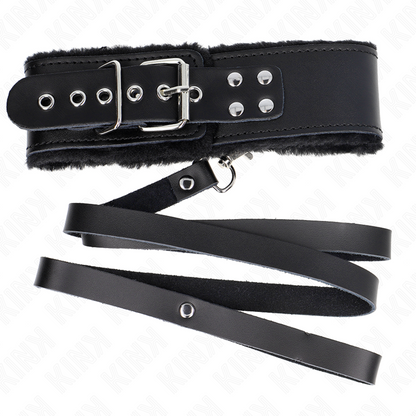 KINK - COLLANA CON CINTURA 116 CM CON CINTURINO IN PELLE NERA REGOLABILE 40-48 CM X 6 CM - KINK COLLAR & GAG | Lingerie Harness Boutique