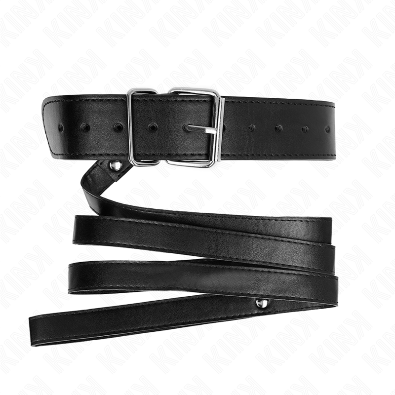 KINK - COLLANA CON CINTURA 116 CM NERO CINTURINO REGOLABILE 32-50 CM X 8 CM - KINK COLLAR & GAG | Lingerie Harness Boutique