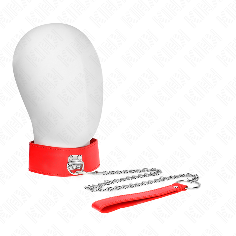 KINK - COLLANA CON CINTURA 65 CM CON LARGO CINTURINO ROSSO REGOLABILE 33,5-41 CM X 5 CM - KINK COLLAR & GAG | Lingerie Harness Boutique