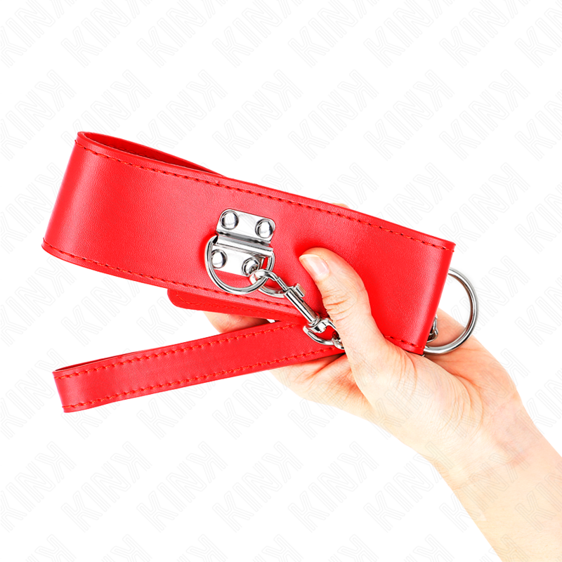 KINK - COLLANA CON CINTURA 65 CM CON LARGO CINTURINO ROSSO REGOLABILE 33,5-41 CM X 5 CM - KINK COLLAR & GAG | Lingerie Harness Boutique