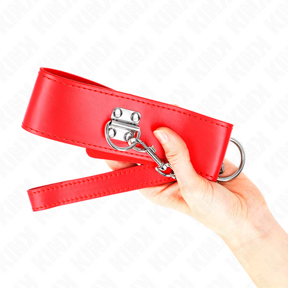 KINK - COLLANA CON CINTURA 65 CM CON LARGO CINTURINO ROSSO REGOLABILE 33,5-41 CM X 5 CM - KINK COLLAR & GAG | Lingerie Harness Boutique