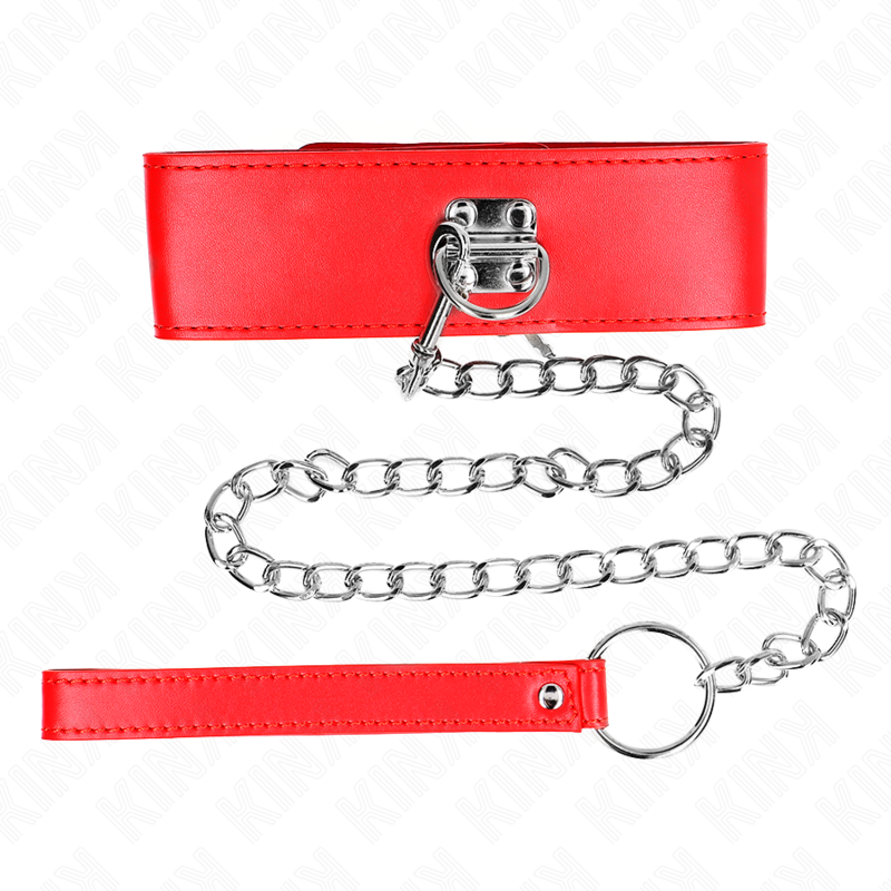 KINK - COLLANA CON CINTURA 65 CM CON LARGO CINTURINO ROSSO REGOLABILE 33,5-41 CM X 5 CM - KINK COLLAR & GAG | Lingerie Harness Boutique