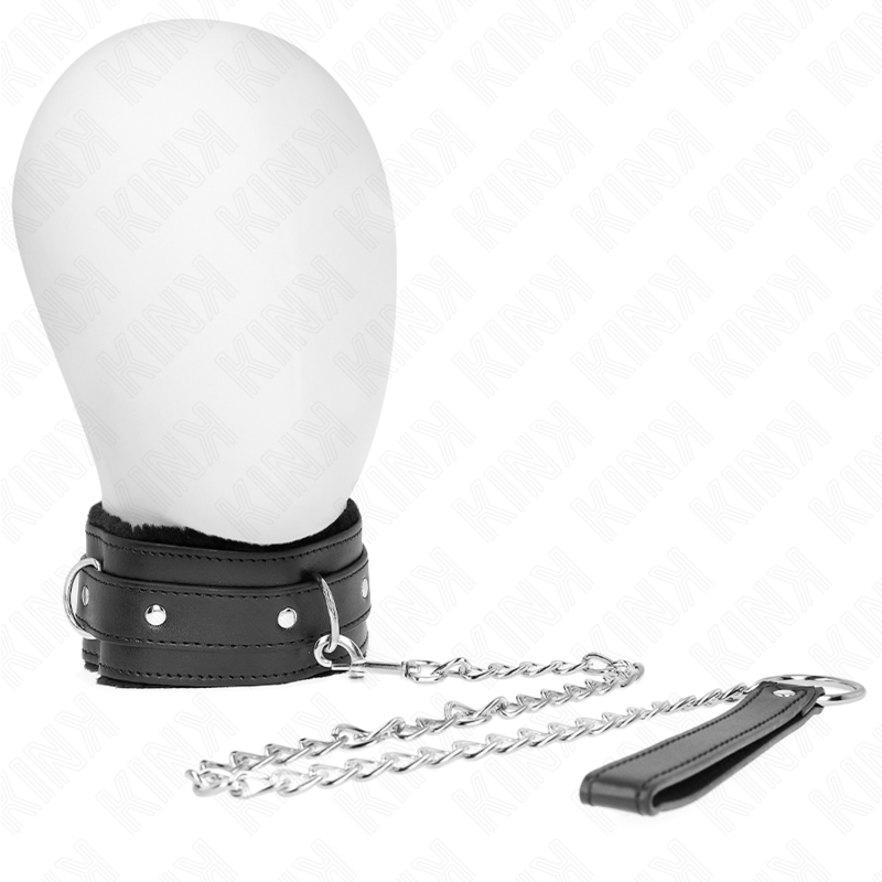 KINK - COLLARE CON GUINZAGLIO 65 CM CON RESTRIZIONI NERO 36-42 CM X 5,5 CM - Lingerie Harness Boutique | Lingerie Harness Boutique