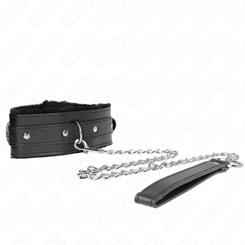 KINK - COLLARE CON GUINZAGLIO 65 CM CON RESTRIZIONI NERO 36-42 CM X 5,5 CM - KINK COLLAR & GAG | Lingerie Harness Boutique