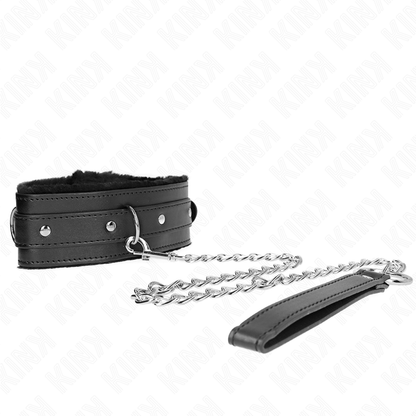 KINK - COLLARE CON GUINZAGLIO 65 CM CON RESTRIZIONI NERO 36-42 CM X 5,5 CM - KINK COLLAR & GAG | Lingerie Harness Boutique