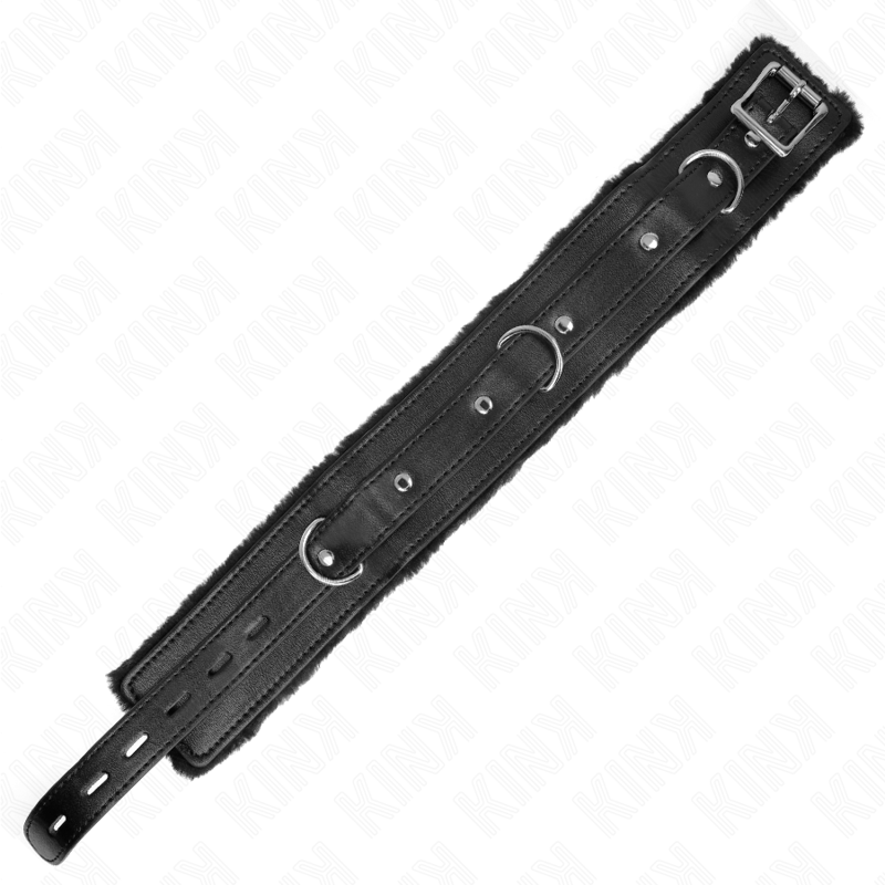 KINK - COLLARE CON GUINZAGLIO 65 CM CON RESTRIZIONI NERO 36-42 CM X 5,5 CM - KINK COLLAR & GAG | Lingerie Harness Boutique