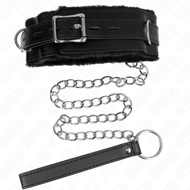 KINK - COLLARE CON GUINZAGLIO 65 CM CON RESTRIZIONI NERO 36-42 CM X 5,5 CM - KINK COLLAR & GAG | Lingerie Harness Boutique