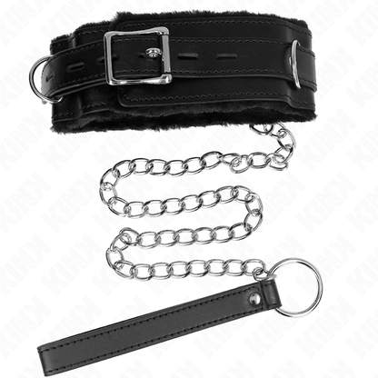 KINK - COLLARE CON GUINZAGLIO 65 CM CON RESTRIZIONI NERO 36-42 CM X 5,5 CM - KINK COLLAR & GAG | Lingerie Harness Boutique